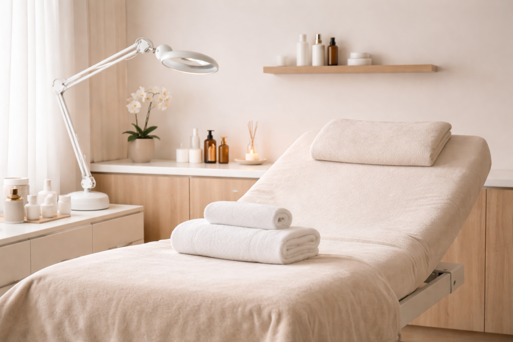 czysty gabinet kosmetyczny przygotowany do zabiegu