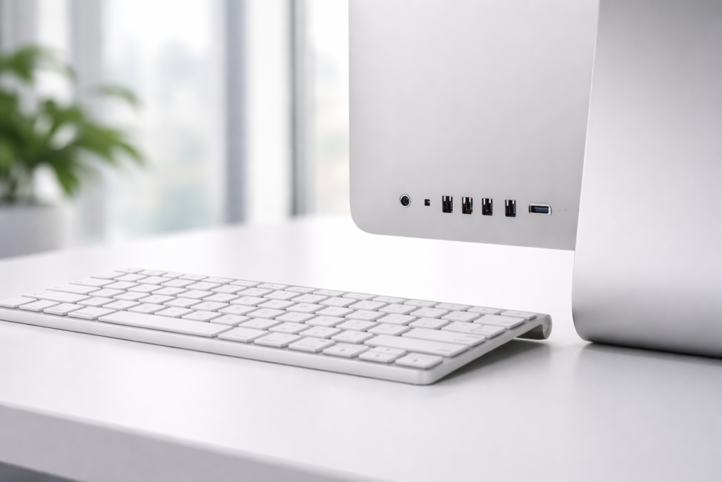 czyste stanowisko komputerowe po profesjonalnym sprzątaniu biura