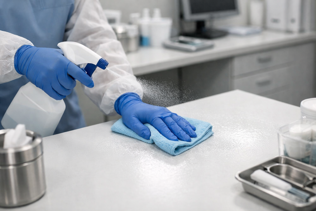 dezynfekcja powierzchni w gabinecie lekarskim – profesjonalne sprzątanie