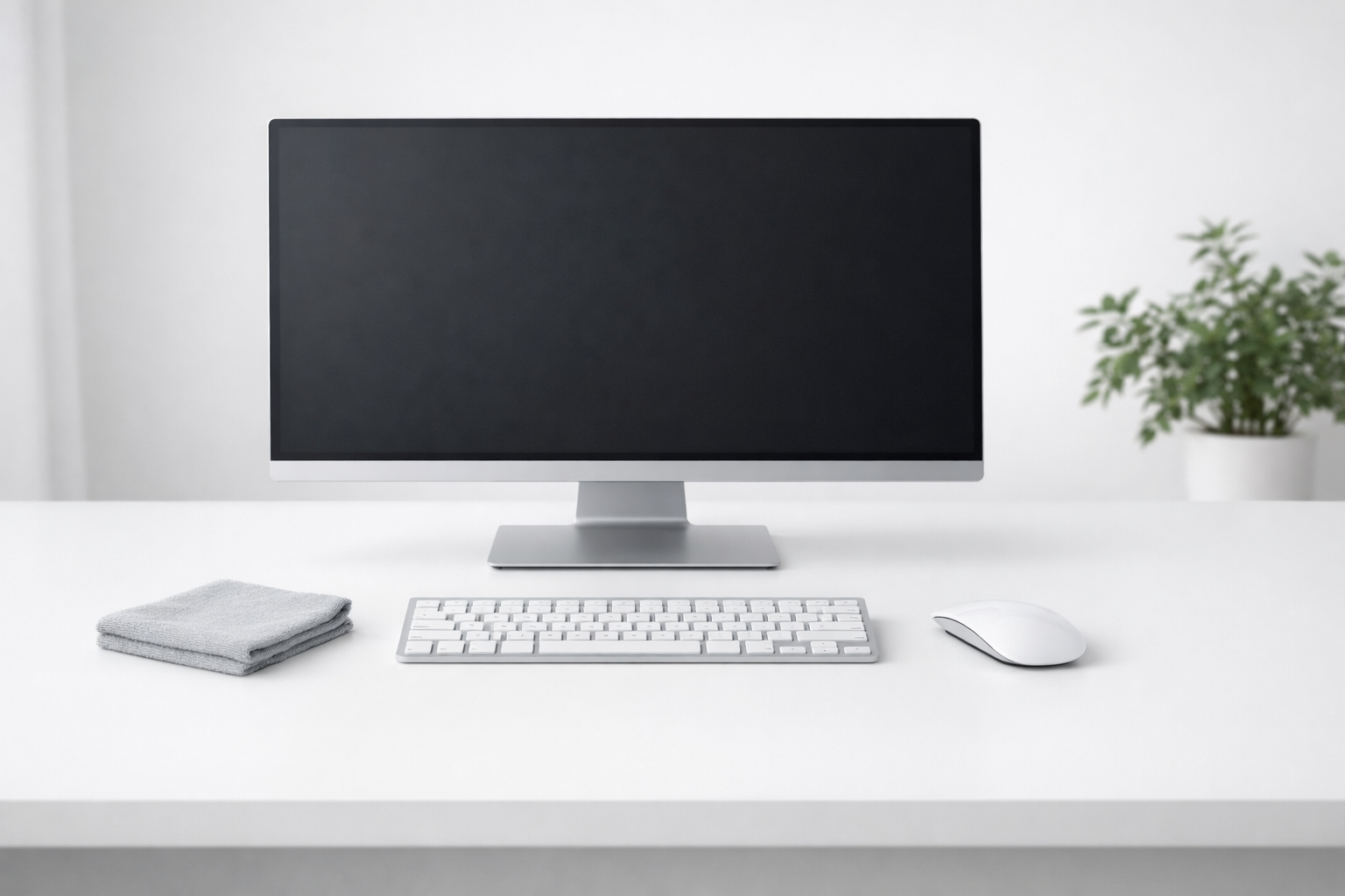 czyszczenie elektroniki w biurze Poznań – czyste, uporządkowane stanowisko komputerowe